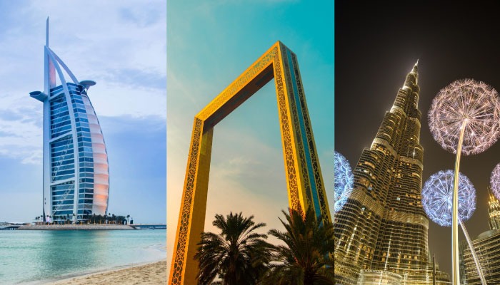 From Left to Right: Burj Al Arab, Dubai Frame, Burj Khalifa